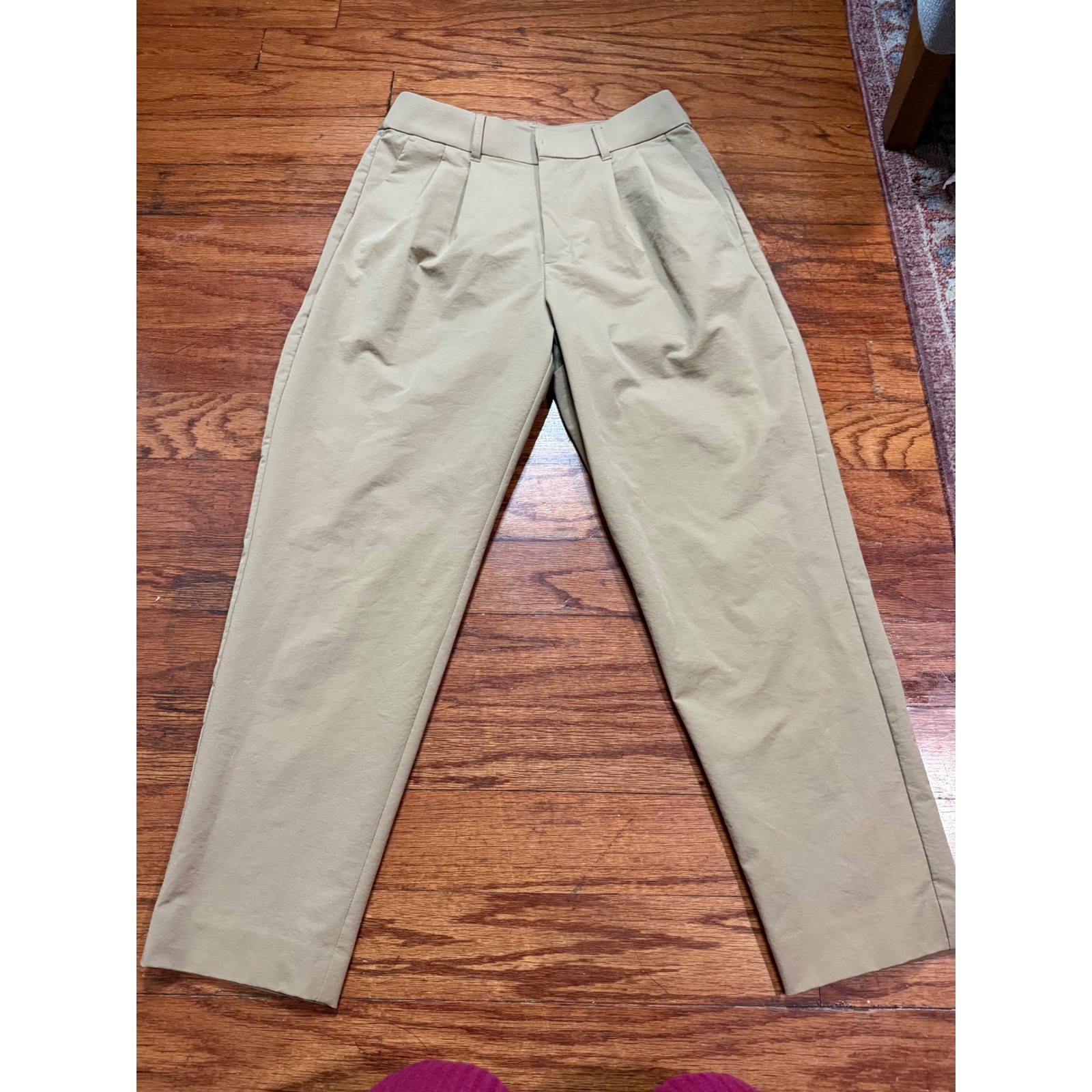 New Balance Womens Pleated Tapered Trousers Tan Khaki Size M
